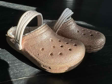 Photo of free Sparkly gold Crocs (kids 12) (Manor Park) #1