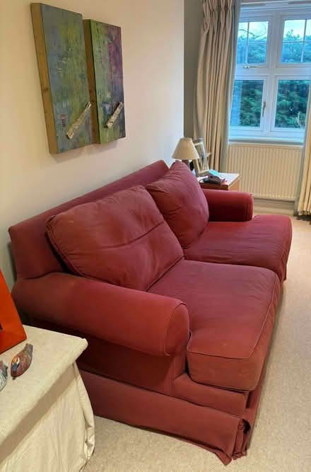 Photo of free Comfy 2-Seater Burgundy Sofa + New Cover (Queen Edith's Ward CB1) #2