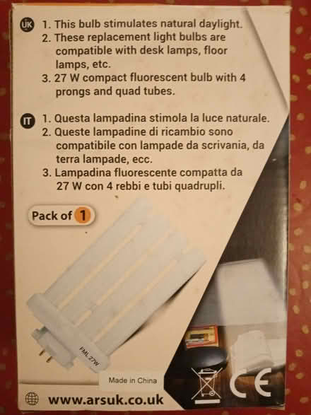 Photo of free Light bulb for floor lamp (South Reading RG2) #1