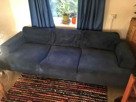 Photo of free Blue velvet sofa (Newhaven BN9) #1