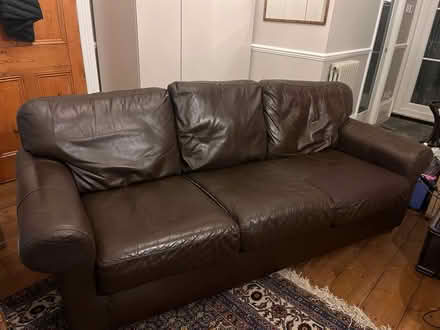 Photo of free Brown leather 4 seat sofa (Chiswick W4) #2