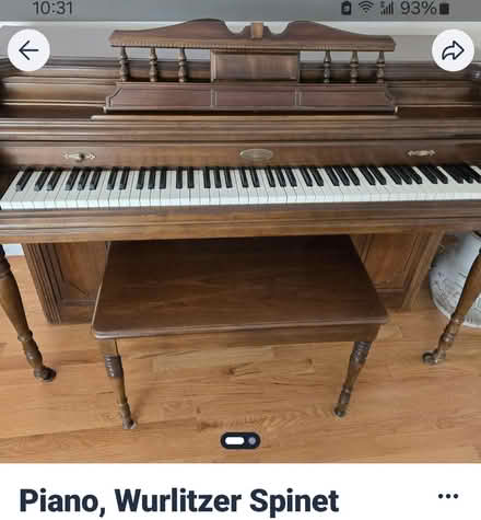 Photo of free Piano, Wurlitzer Spinet (South Glastonbury) #1