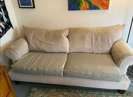 Photo of free clean sofa w/mismatched cushions (Roseway/Cully) #1