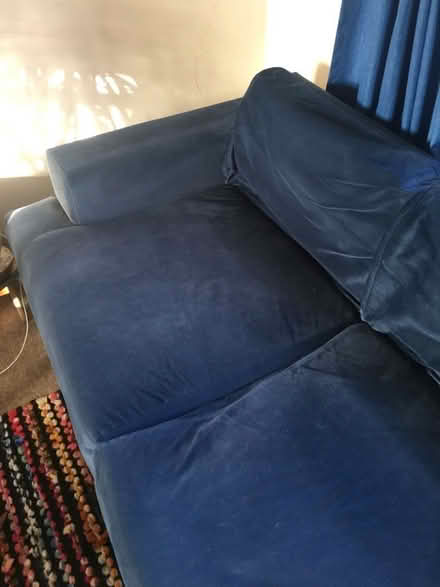 Photo of free Blue velvet sofa (Newhaven BN9) #2