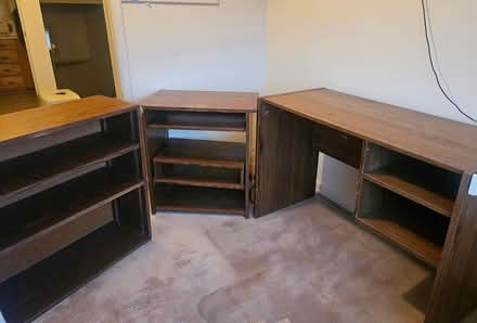 Photo of free 3 piece desk & bookshelf (Lower South hill - east) #1