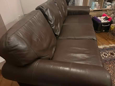 Photo of free Brown leather 4 seat sofa (Chiswick W4) #3