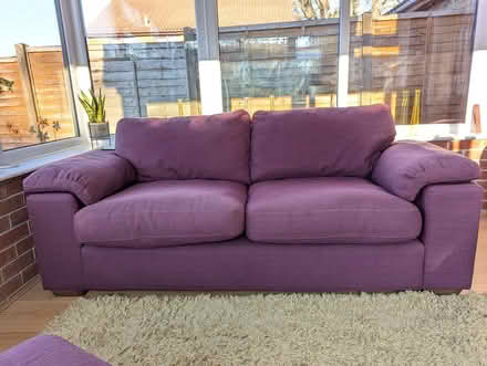 Photo of free Sofas and footstool in plum colour (PO7 6HS) #1