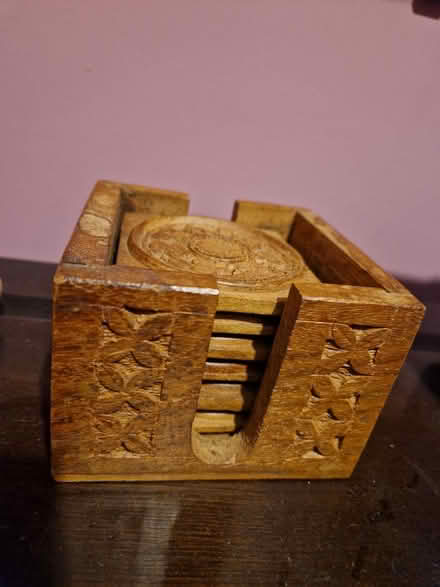 Photo of free Wooden coasters in wooden box (West Avenue, Chelmsford, CM1) #1