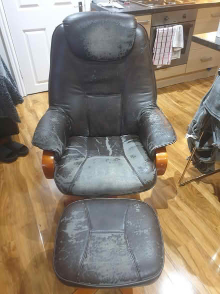 Photo of free Leather Chair and Matching Stool (Moortown LS17) #2