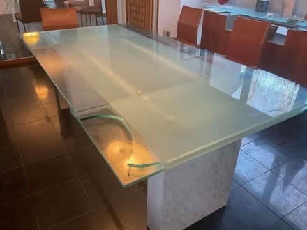 Photo of free Glass dining room table-damaged (Near Galen Hall Golf Course) #1