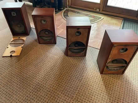 Photo of free 4 Walnut Veneer Speaker Boxes (Highwood Hills, St. Paul) #1