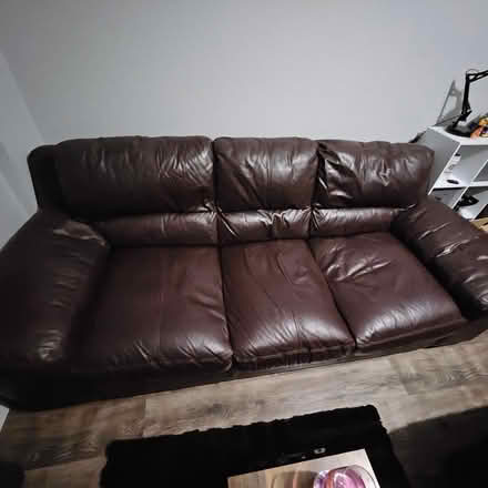 Photo of free 3 seater brown leather sofa (St austell) #1