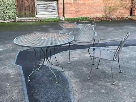 Photo of free Metal patio table + 2 chairs (Harrogate HG2) #3