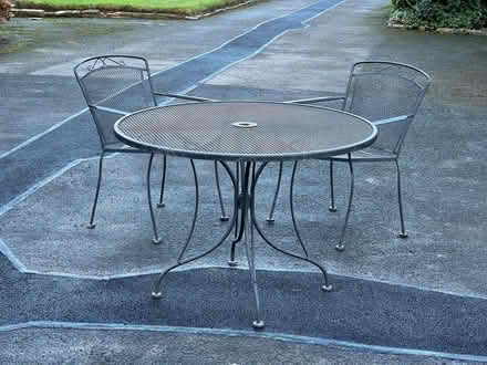 Photo of free Metal patio table + 2 chairs (Harrogate HG2) #1