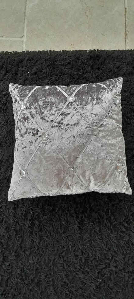 Photo of free Silver velvet cushion with diamante (Slyne-with-Hest LA2) #1