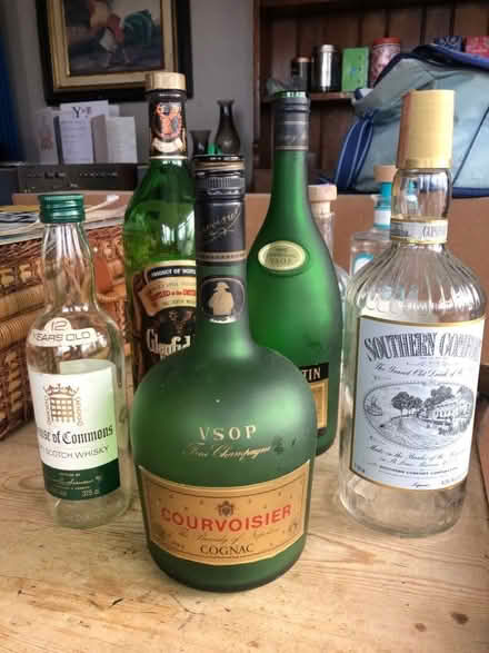 Photo of free Vintage brandy / whiskey bottles - candleholders? (Hastings TN35) #1