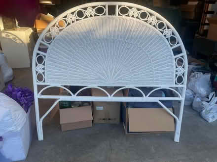 Photo of free white wicker headboard for full bed (Arbor Heights) #1