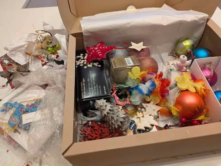 Photo of free festive Xmas stuff tree stand&2 boxes decorations (Bath & North East Somerset) #2