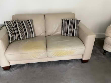 Photo of free Two seater & 3 seater cream leather sofas. (Aston Clinton HP22) #1