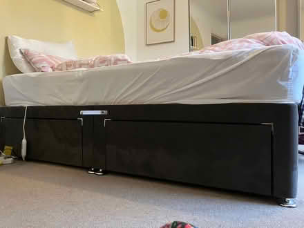 Photo of free Grey divan bed base with drawers -king (Thorpe Hamlet NR1) #1