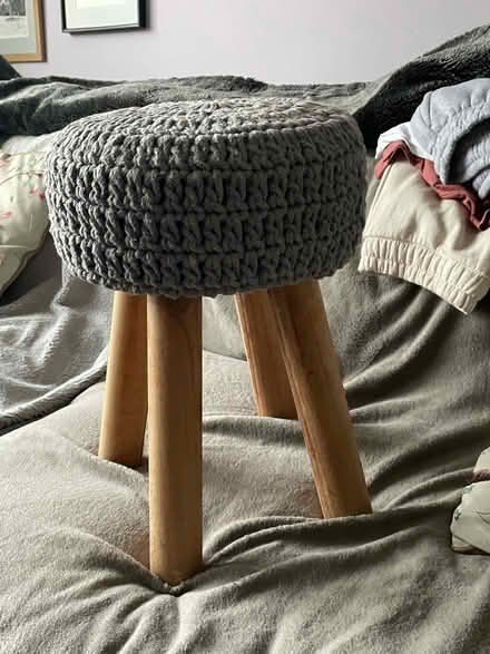 Photo of free Little grey crochet stool (Clapham, Bedford) #1