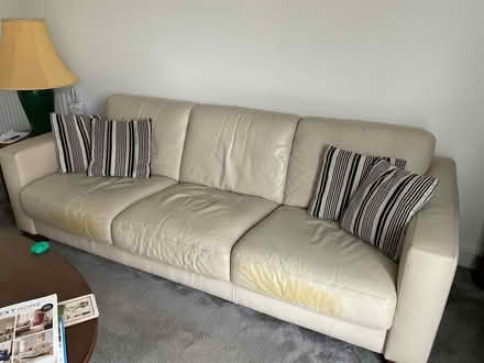 Photo of free Two seater & 3 seater cream leather sofas. (Aston Clinton HP22) #2