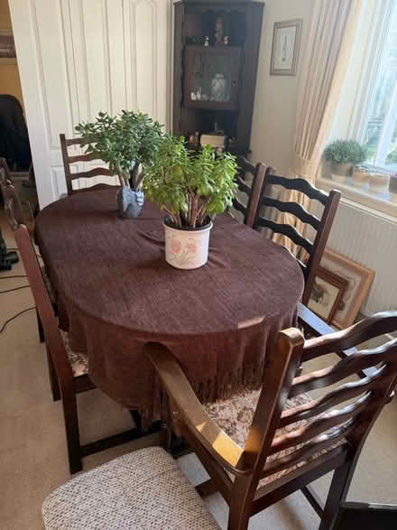 Photo of free Dining room table and chairs and glass fronted cabinet (GU11) #1