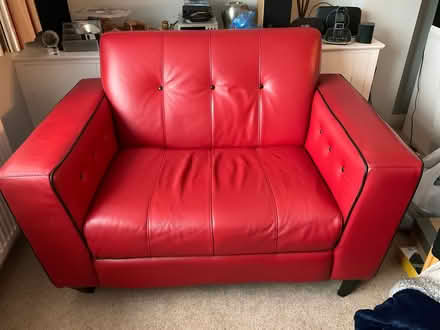 Photo of free Red leather love seat sofa (World's End RH15) #1