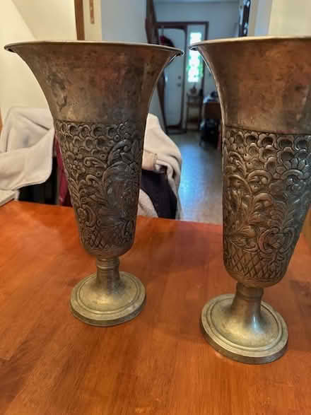 Photo of free Two metal pedistal vases (Brighton, MI) #1