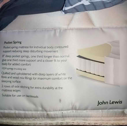Photo of free John Lewis single pocket spring mattress with divan base. (Church RG2) #1