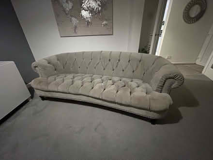 Photo of free Grey velvet chesterfiel&armchair (Eastham) #1