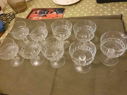 Photo of free 9 glass dessert dishes (Nascot Wood WD24) #1