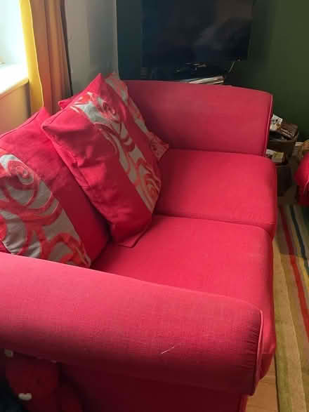 Photo of free Sofa. Red, 2 seater. 180 long 90 deep (Bomere Heath SY4) #1