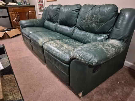 Photo of free Ugly but comfortable leather sofa (Berryville) #3