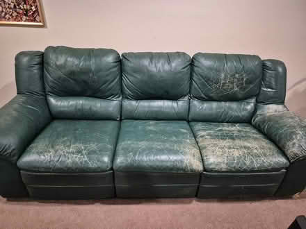 Photo of free Ugly but comfortable leather sofa (Berryville) #4