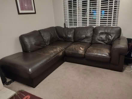 Photo of free Leather corner sofa (Horton Heath SO50) #4