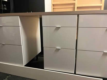 Photo of free 3 white IKEA kitchen units, each with 3 drawers and worktop (Dane Mead RG24) #2