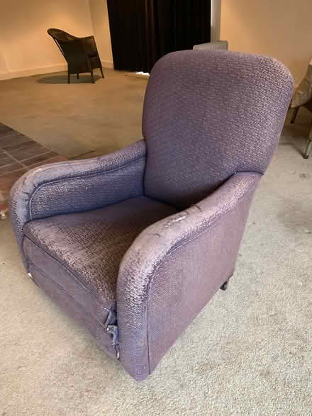 Photo of free Antique upholstered tatty armchair (BN1 7HZ) #2