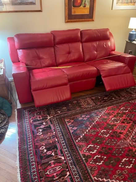 Photo of free 86” Red leather couch (Lorton) #1