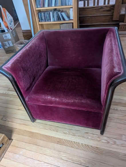 Photo of free Burgundy Velvet Chair (Ann Arbor, Central Campus) #1