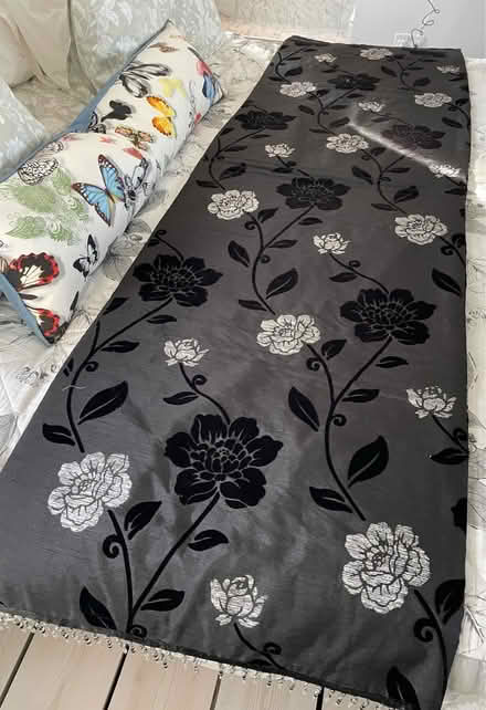 Photo of free Bed runner Black with flowers (Windsor SL4) #2