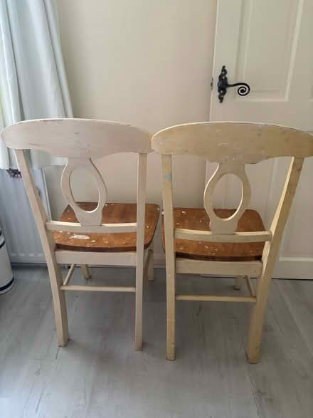 Photo of free 2 wooden kitchen chairs - need sanding/ repainting (Prestwick NE20) #2