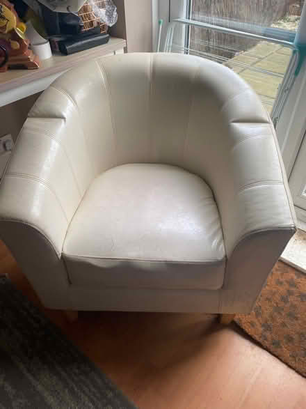 Photo of free Cream faux leather tub chair (Feltham TW14) #1