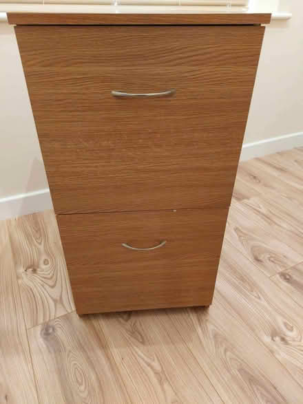 Photo of free 2 drawer wood filing cabinet (Bancroft MK13) #1