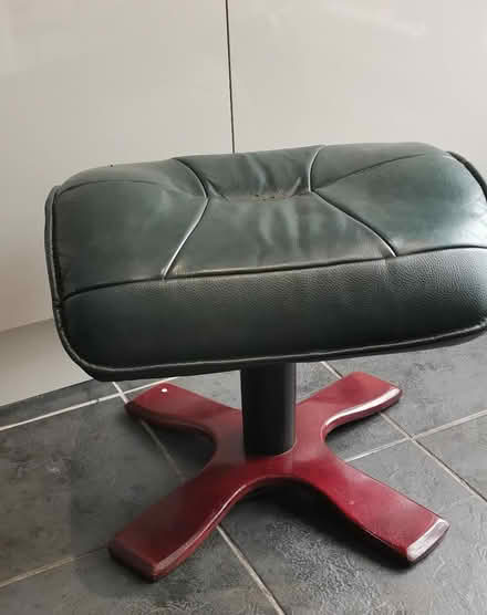 Photo of free Green leather footstool (Flint CH6) #1