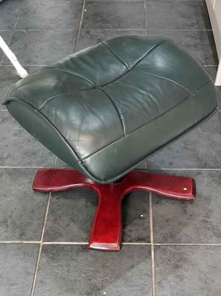 Photo of free Green leather footstool (Flint CH6) #2