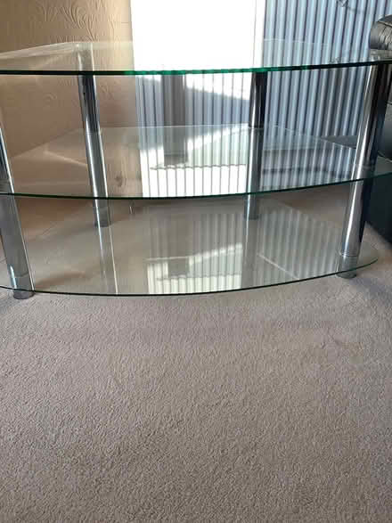 Photo of free Television stand glass & chrome (Abington) #2