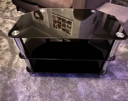 Photo of free Black glass tv stand (Selsdon) #1