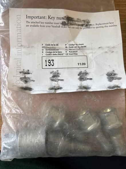 Photo of free Locking wheel nut set (193) (Pound hill south RH10) #1