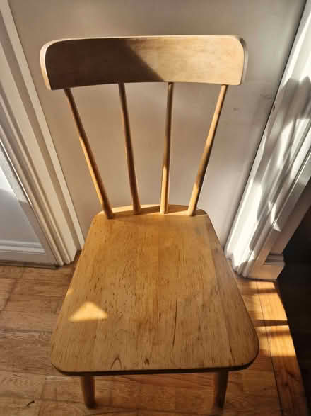 Photo of free Two wood chairs and beside cabinet. All 3 together. (Roehampton SW15) #1